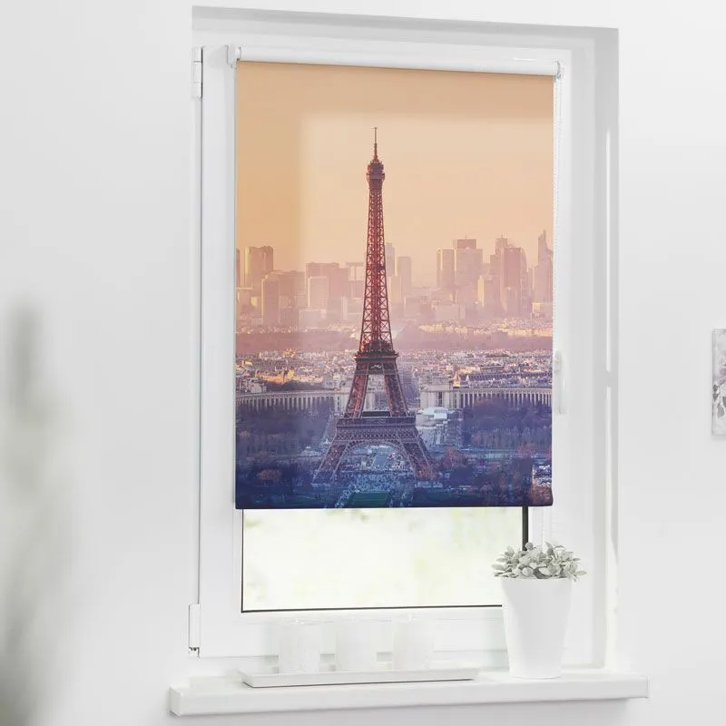 Rollo zum Klemmen mit Eifelturm-Motiv als Sichtschutz